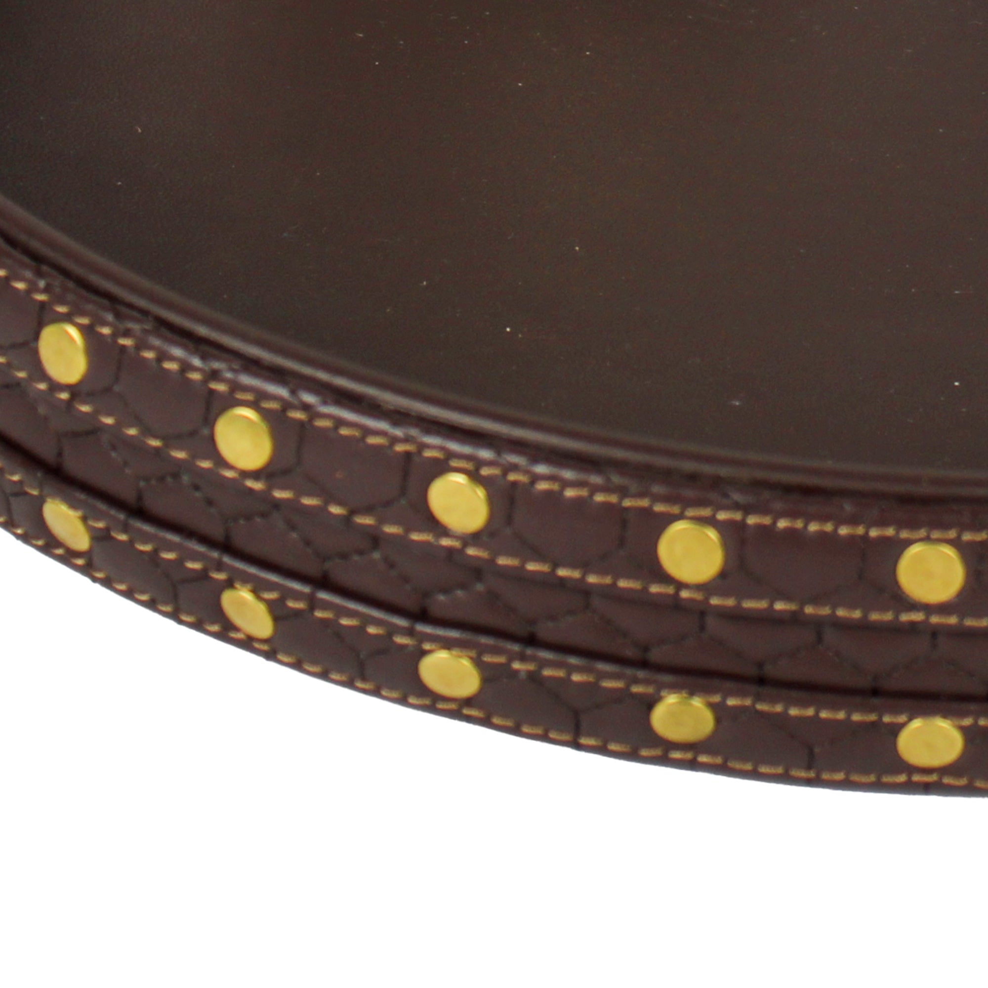 Designer Brown Round Leatherite Tray-TH-5309